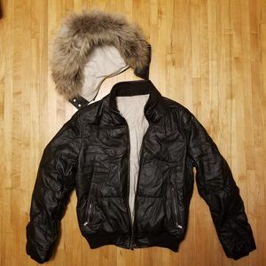 Cesare Attolini Leather Bomber Jacket